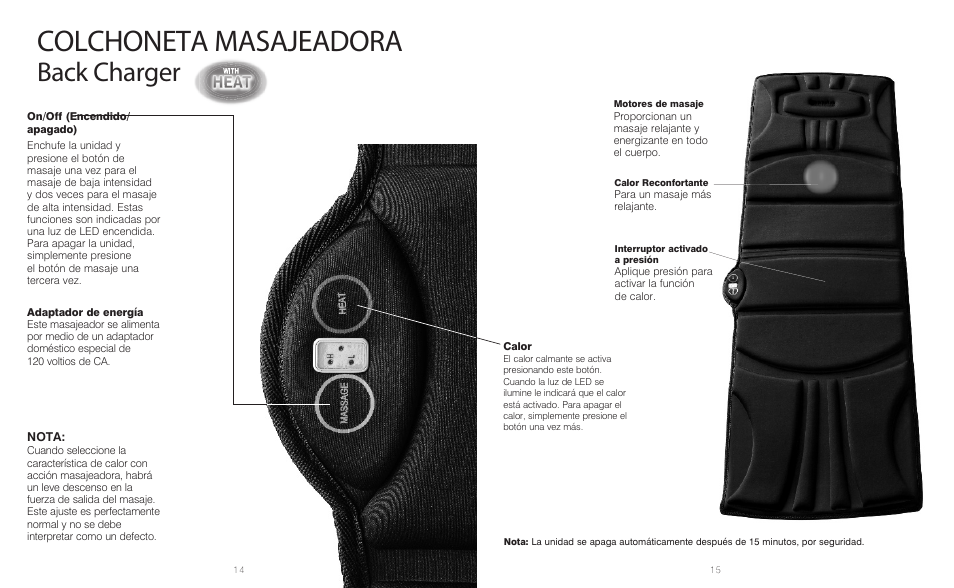 Colchoneta masajeadora, Back charger | HoMedics Back Charger Massage Mat IB-VM100B User Manual | Page 8 / 8