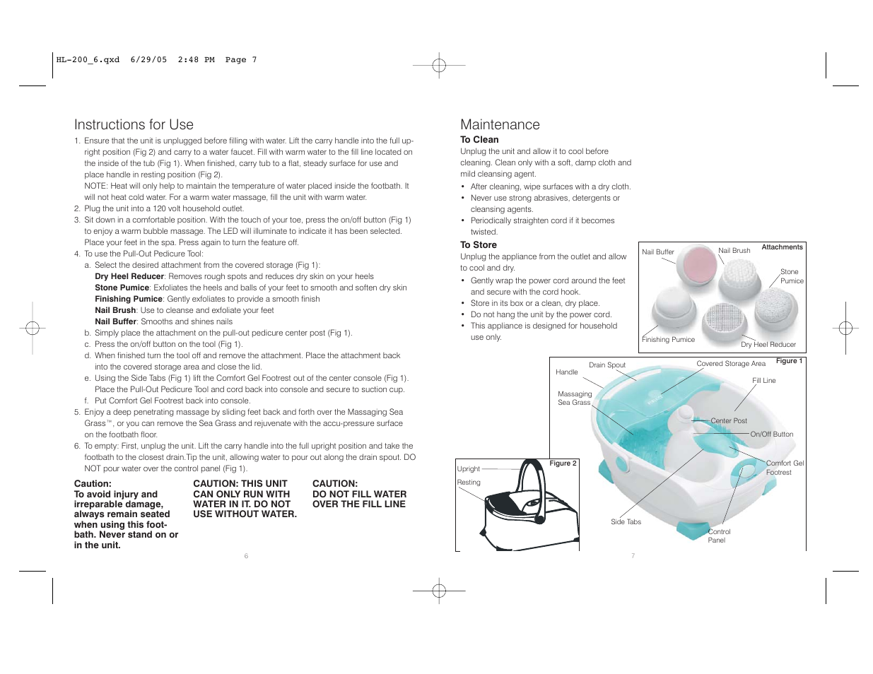 Maintenance, Instructions for use | HoMedics HL-200 User Manual | Page 4 / 8
