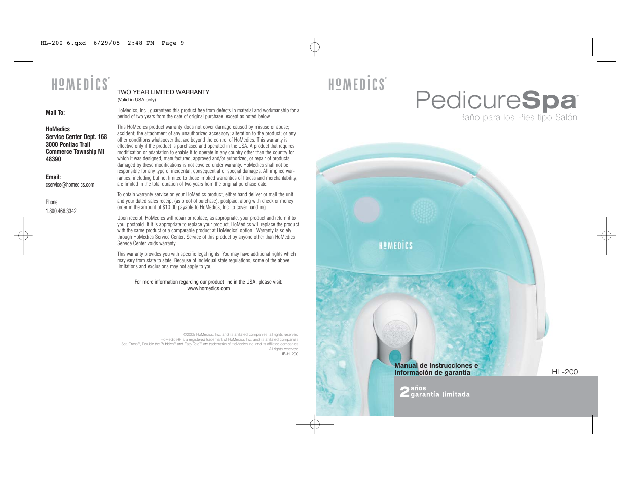 Pedicure spa, Baño para los pies tipo salón | HoMedics HL-200 User Manual | Page 5 / 8