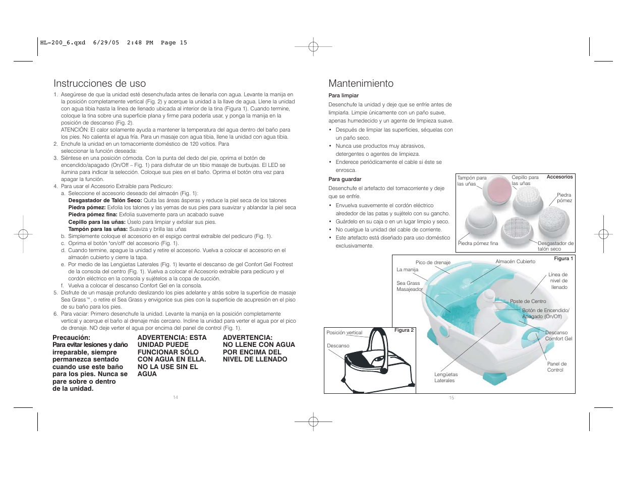 Instrucciones de uso, Mantenimiento | HoMedics HL-200 User Manual | Page 8 / 8