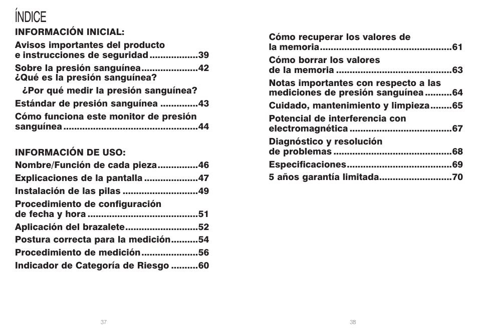 Índice | HoMedics IB-BPW060A User Manual | Page 20 / 36