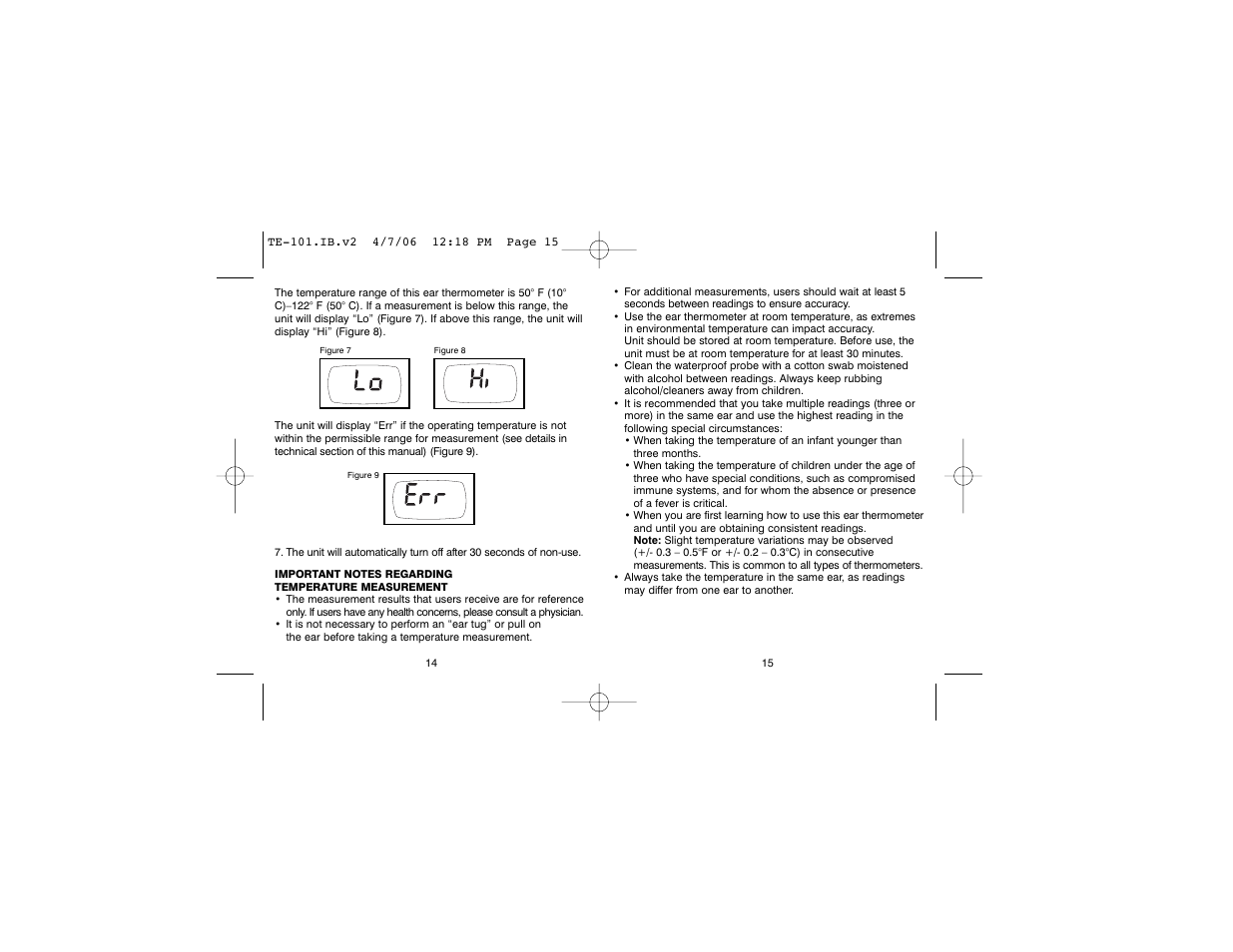 HoMedics TE-101 User Manual | Page 8 / 20