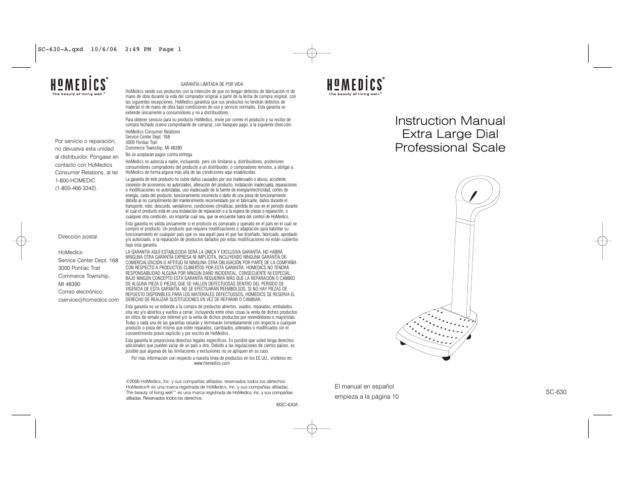 HoMedics SC-630 User Manual | 8 pages