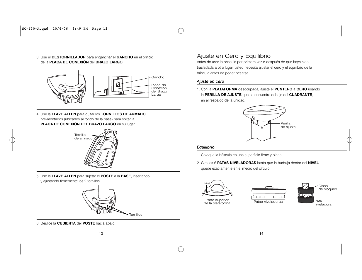 Ajuste en cero y equilibrio | HoMedics SC-630 User Manual | Page 7 / 8