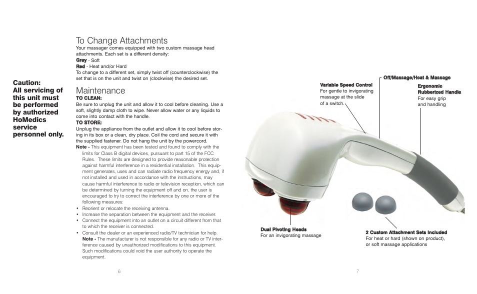 Maintenance | HoMedics Percussion Massager PA-5H User Manual | Page 4 / 8