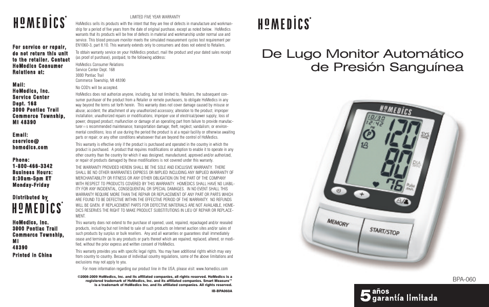 De lugo monitor automático de presión sanguínea | HoMedics IB-BPA060A User Manual | Page 16 / 30