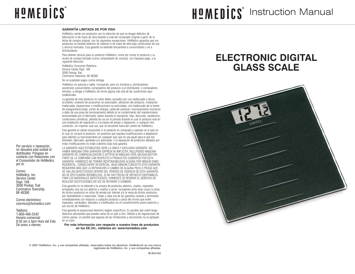 HoMedics IB-SC415A User Manual | 6 pages