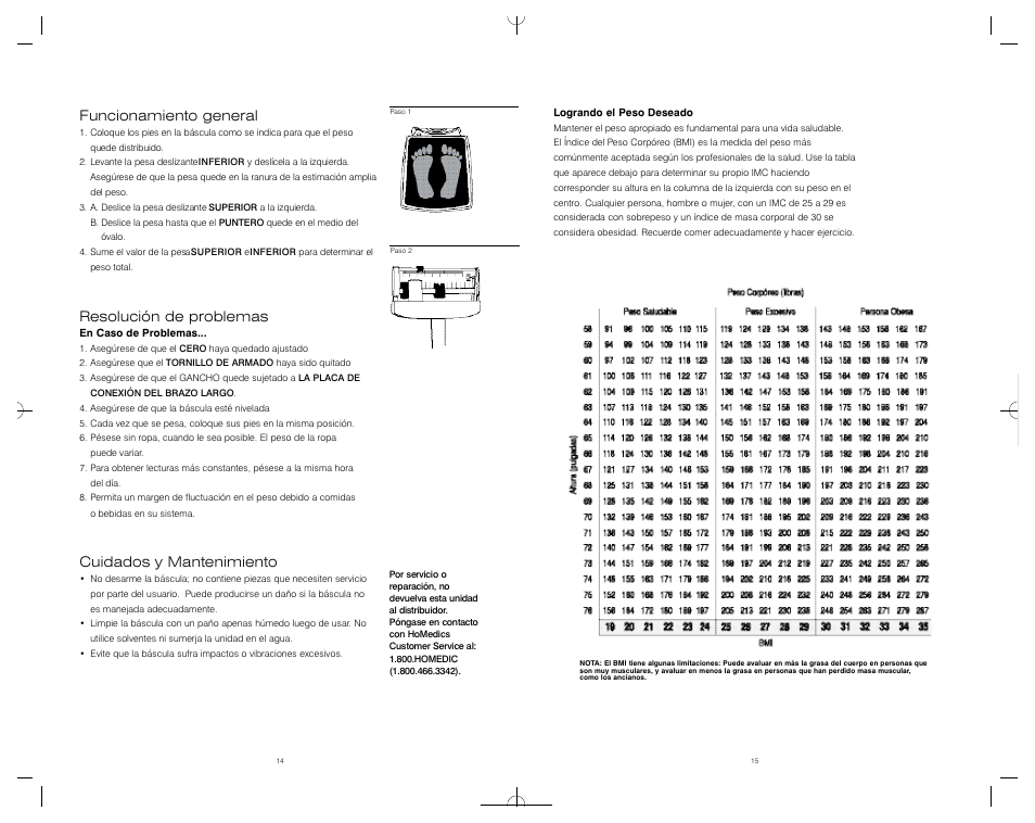 Funcionamiento general, Resolución de problemas, Cuidados y mantenimiento | HoMedics SC-650 User Manual | Page 8 / 8