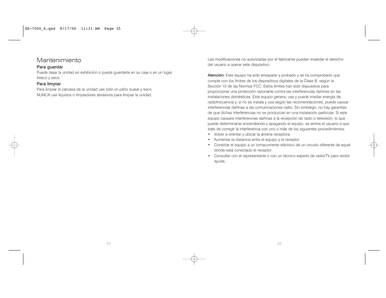 Mantenimiento | HoMedics SoundSpa SS-7000 User Manual | Page 18 / 18