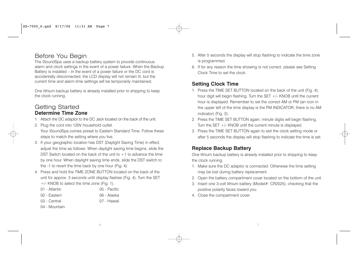 Before you begin, Getting started | HoMedics SoundSpa SS-7000 User Manual | Page 4 / 18