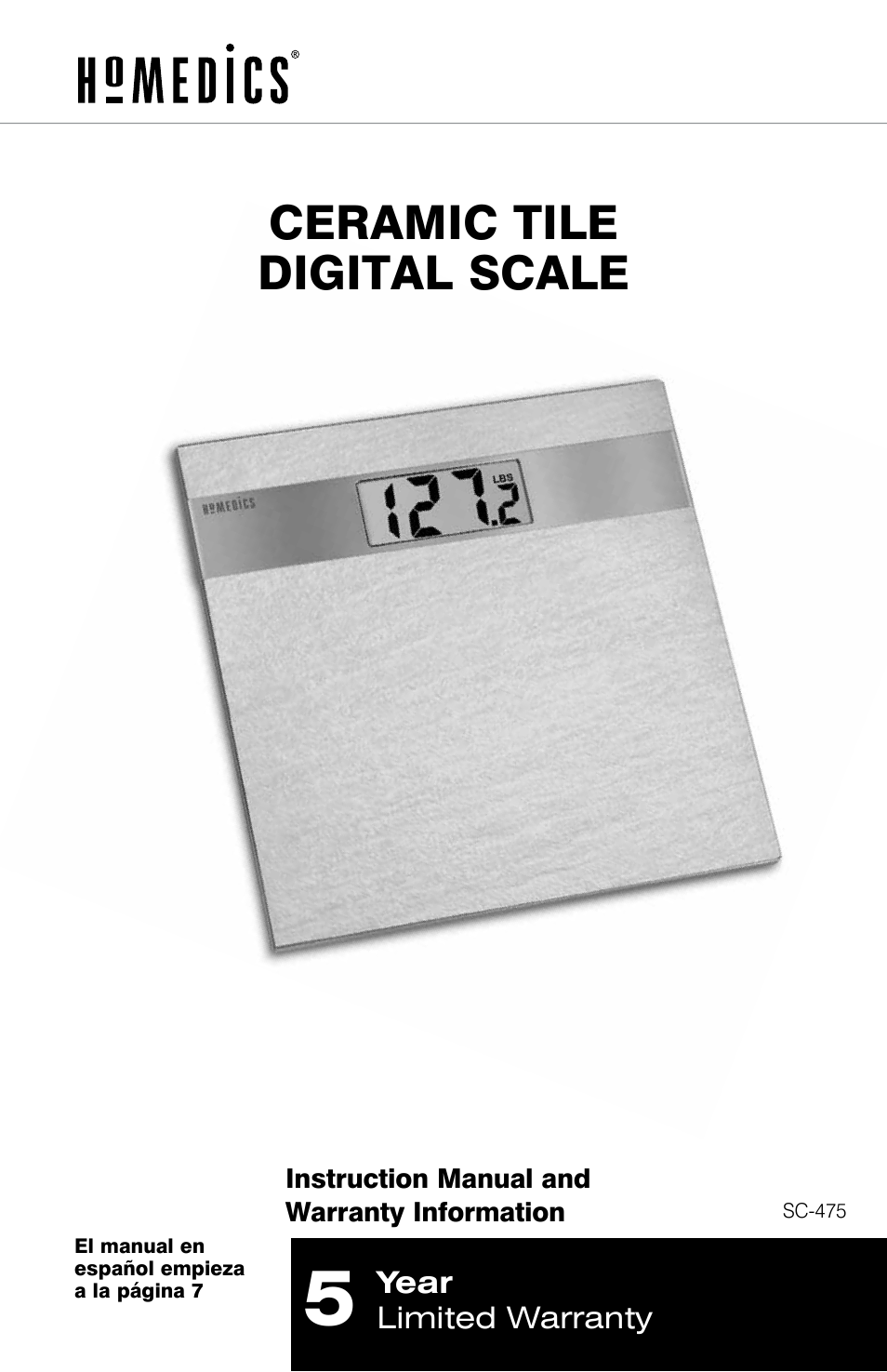 Ceramic tile digital scale | HoMedics DIGITAL SCALE IB-SC475 User Manual | Page 2 / 12