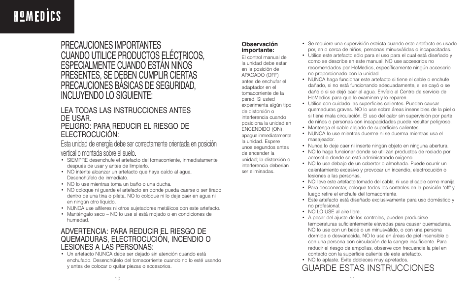 Guarde estas instrucciones | HoMedics BKP-300-2 User Manual | Page 6 / 8