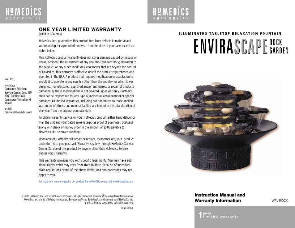 HoMedics WFL-ROCK User Manual | 5 pages