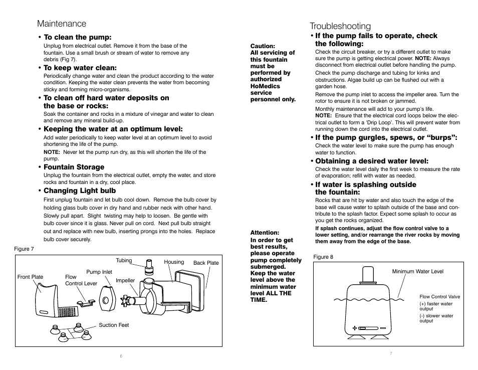 Troubleshooting, Maintenance | HoMedics WFL-ROCK User Manual | Page 4 / 5