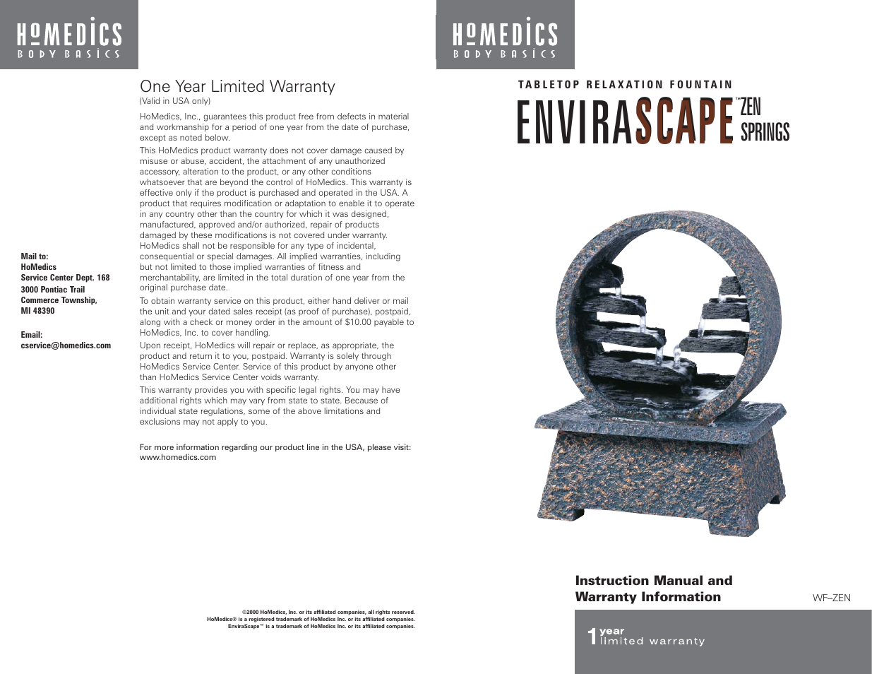HoMedics Envira Scape User Manual | 4 pages
