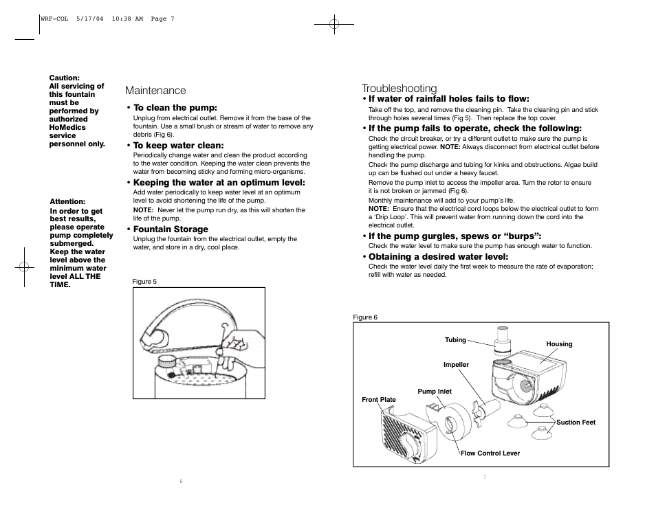 HoMedics WRF-COL User Manual | Page 4 / 4