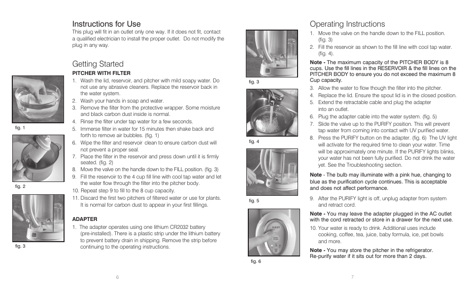 Operating instructions, Instructions for use, Getting started | HoMedics Restore RWS-1FL User Manual | Page 4 / 16