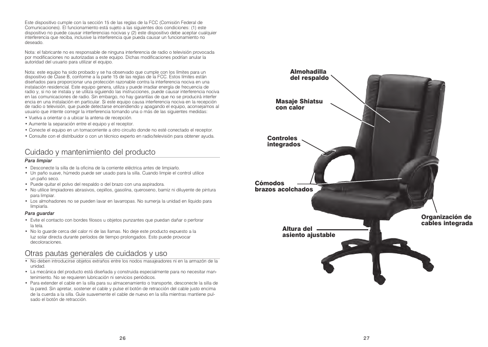 Cuidado y mantenimiento del producto, Otras pautas generales de cuidados y uso | HoMedics OCTS-200 User Manual | Page 15 / 17