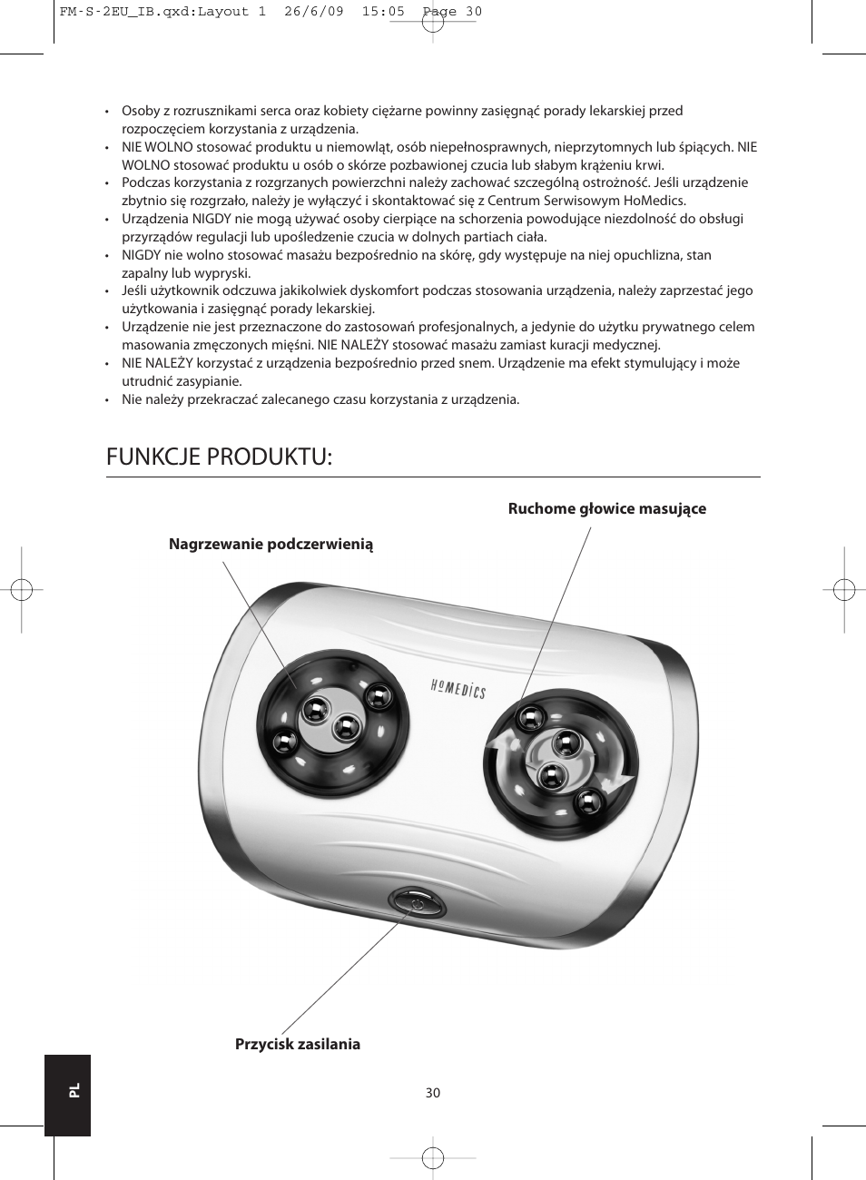 Funkcje produktu | HoMedics SHIATSU FOOT MASSAGER FM-S-2EU User Manual | Page 30 / 32