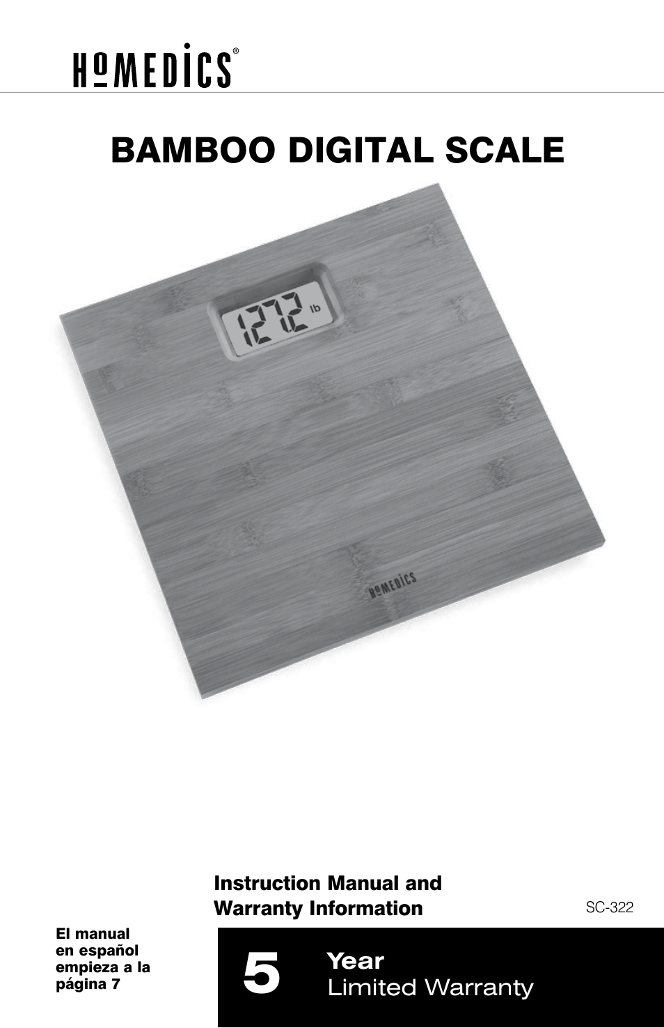 Bamboo digital scale | HoMedics Digital Scale SC-322 User Manual | Page 2 / 12