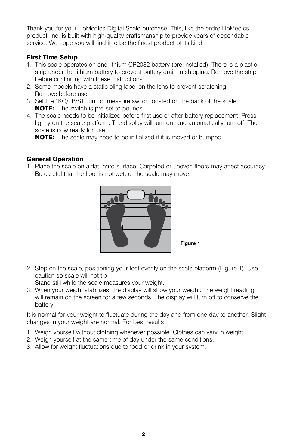 HoMedics Digital Scale SC-322 User Manual | Page 3 / 12