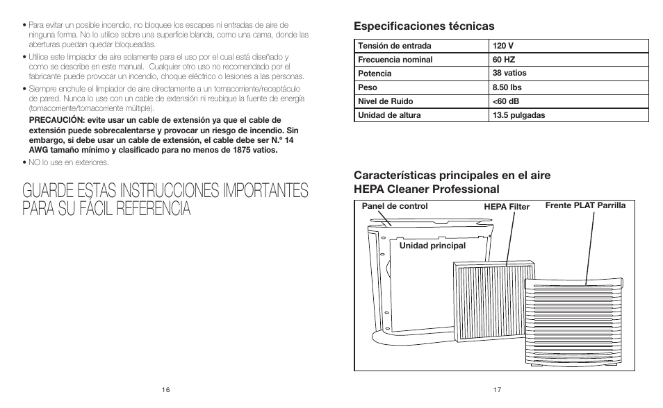 HoMedics Professional HEPA Air Cleaner AR-10 User Manual | Page 9 / 14