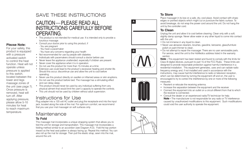 Save these instructions, Instructions for use, Maintenance | HoMedics Back Charger VM-100 User Manual | Page 3 / 8