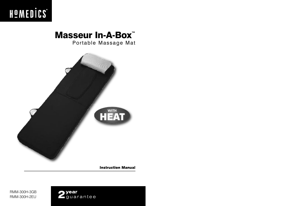 HoMedics MASSEUR IN-A-BOXTM RMM-300H-2EU User Manual | 29 pages