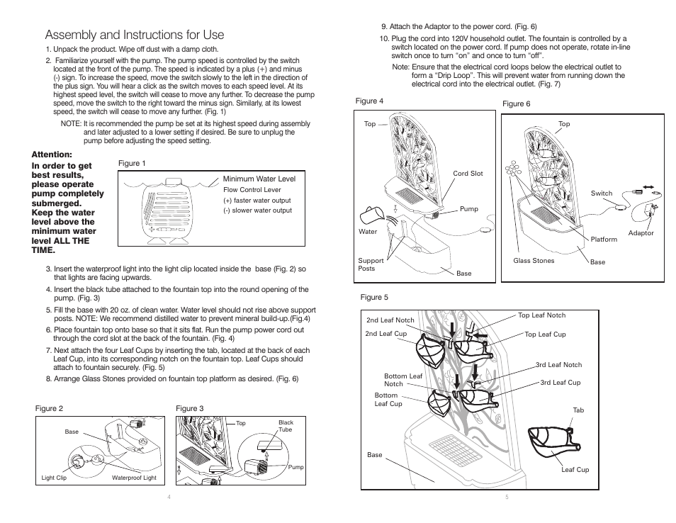 Assembly and instructions for use | HoMedics EnviraScape WFL-ISL User Manual | Page 3 / 8