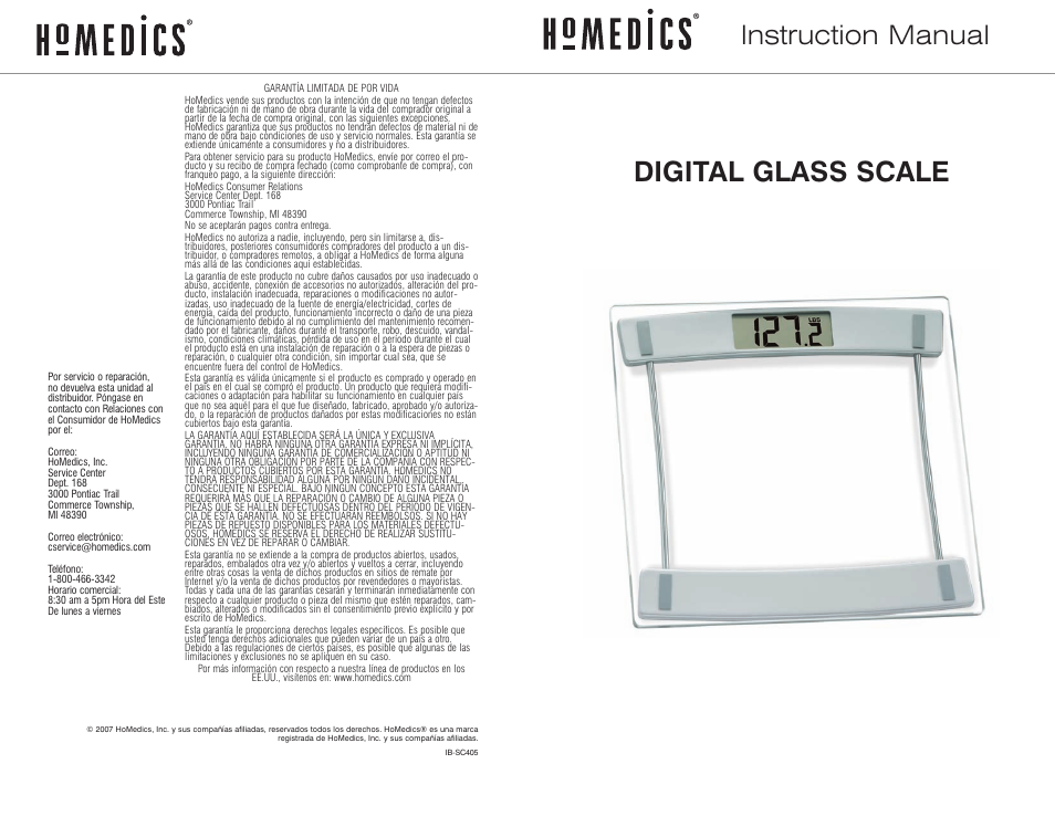 HoMedics IB-SC405 User Manual | 6 pages