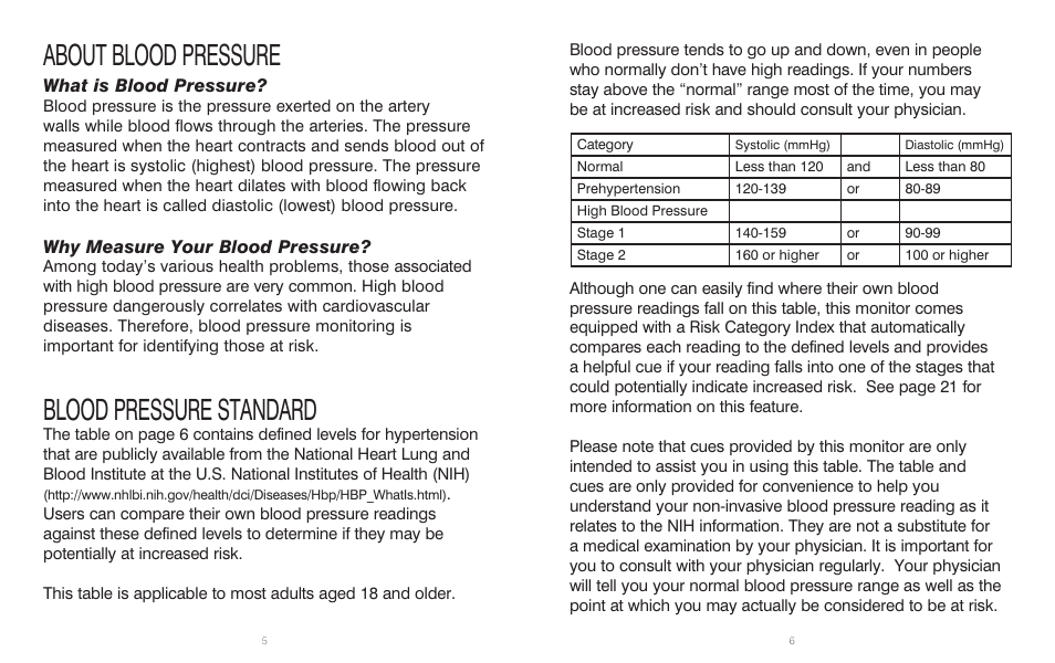 About blood pressure, Blood pressure standard | HoMedics Automatic Blood Pressure Monitor BPA-201 User Manual | Page 4 / 33