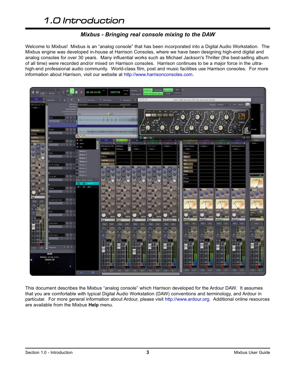 11 0 iin nt tr ro od du uc ct tiio on n | Harrison Labs MIXBUS V2.0.2 User Manual | Page 3 / 88