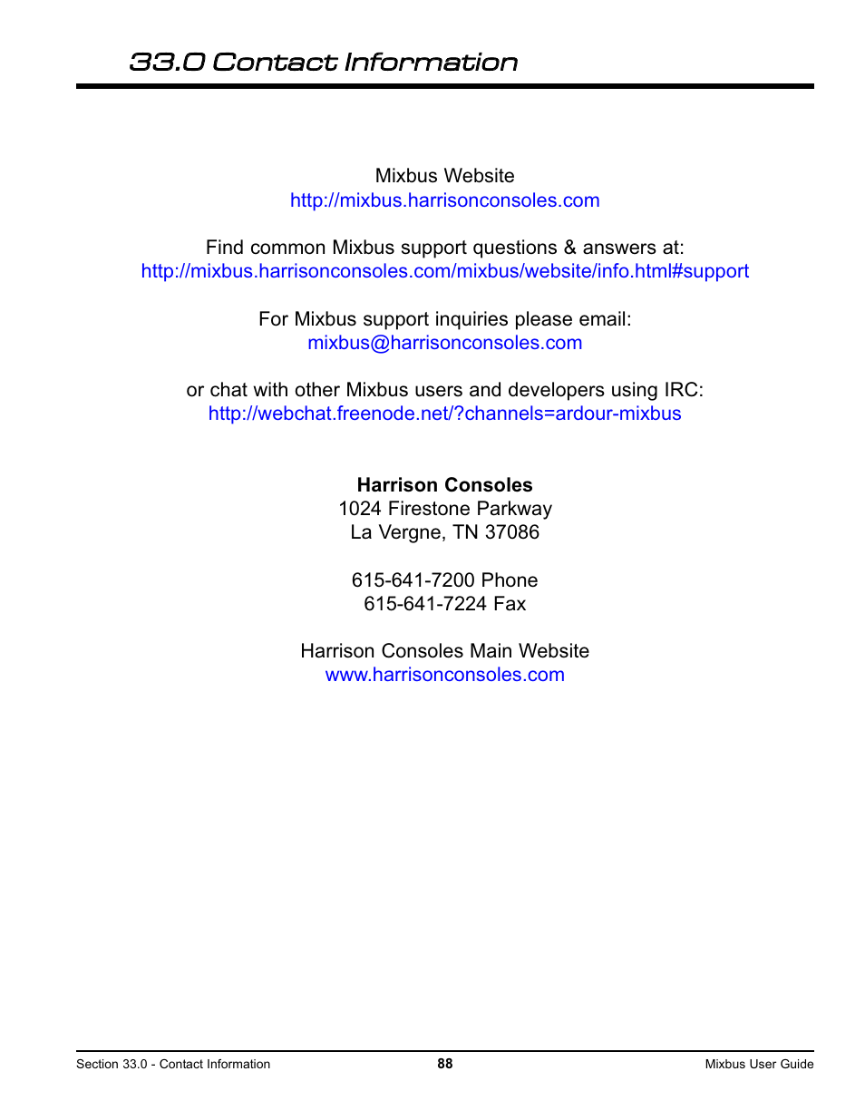 Harrison Labs MIXBUS V2.0.2 User Manual | Page 88 / 88