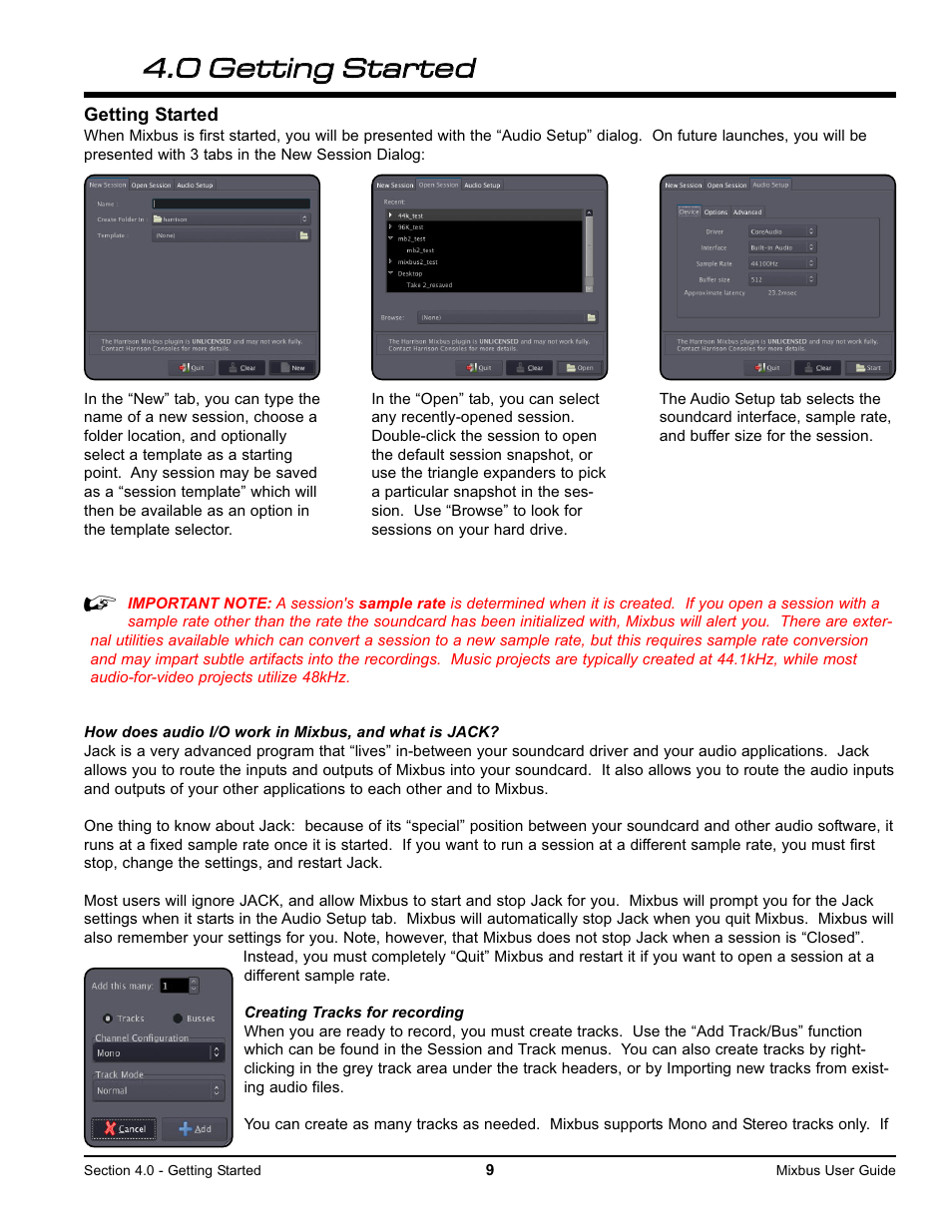 44 0 g ge et tt tiin ng g s st ta ar rt te ed d | Harrison Labs MIXBUS V2.0.2 User Manual | Page 9 / 88