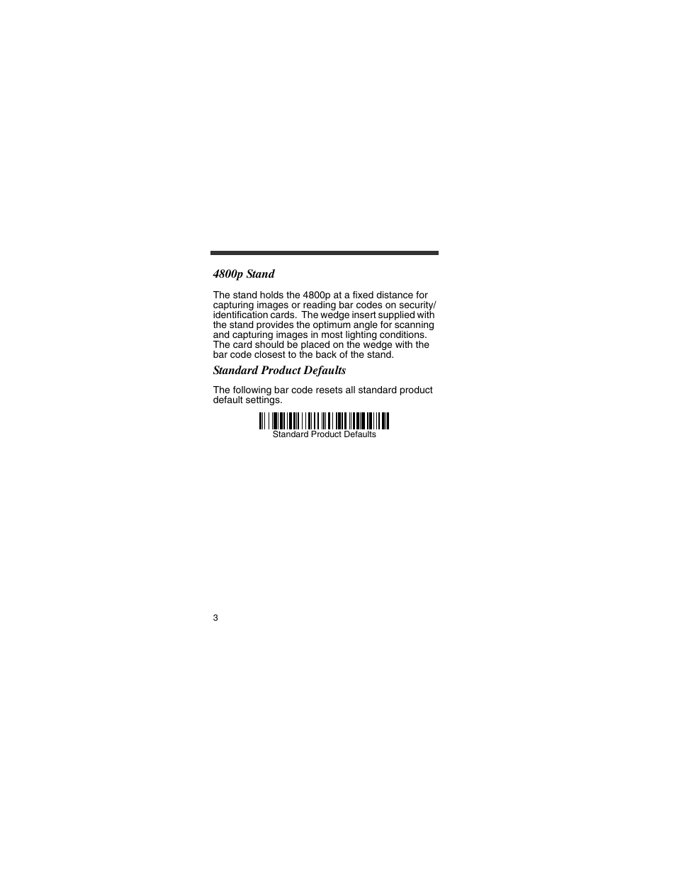 4800p stand, Standard product defaults | HandHeld Entertainment 4800p User Manual | Page 4 / 20