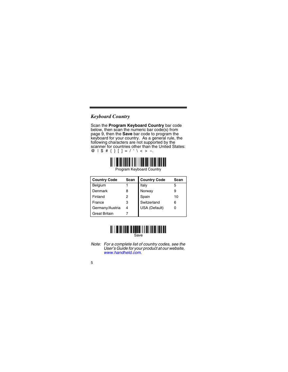 Keyboard country | HandHeld Entertainment 4800p User Manual | Page 6 / 20