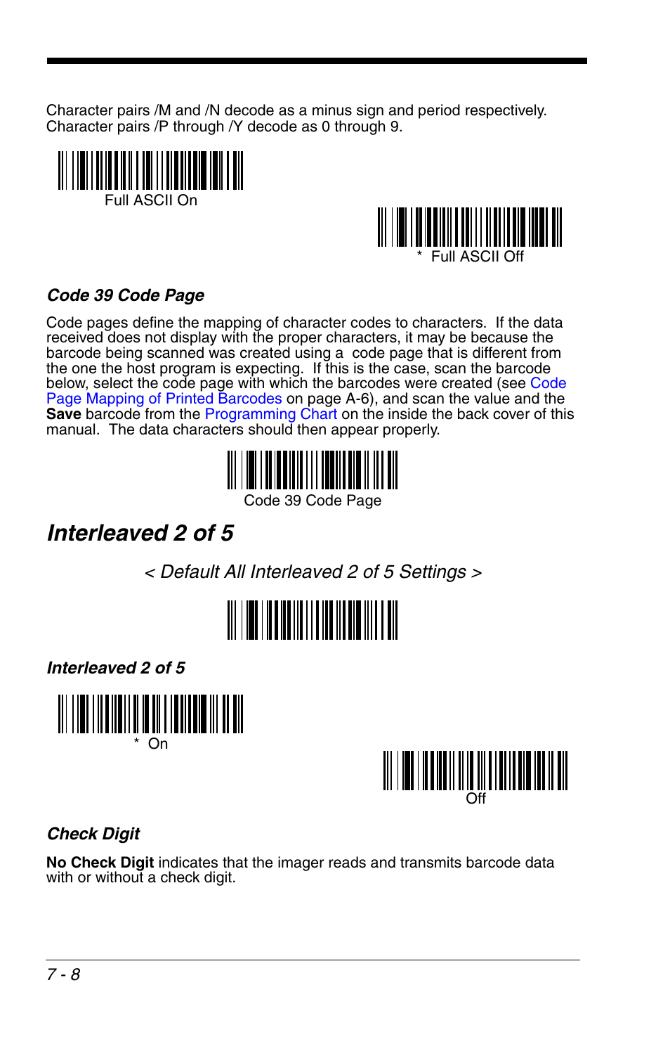 Interleaved 2 of 5 -8, Interleaved 2 of 5, Default all interleaved 2 of 5 settings | HandHeld Entertainment 4600r User Manual | Page 102 / 244