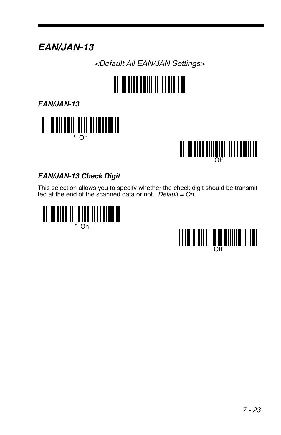 Ean/jan-13 -23, Ean/jan-13, Default all ean/jan settings | HandHeld Entertainment 4600r User Manual | Page 117 / 244