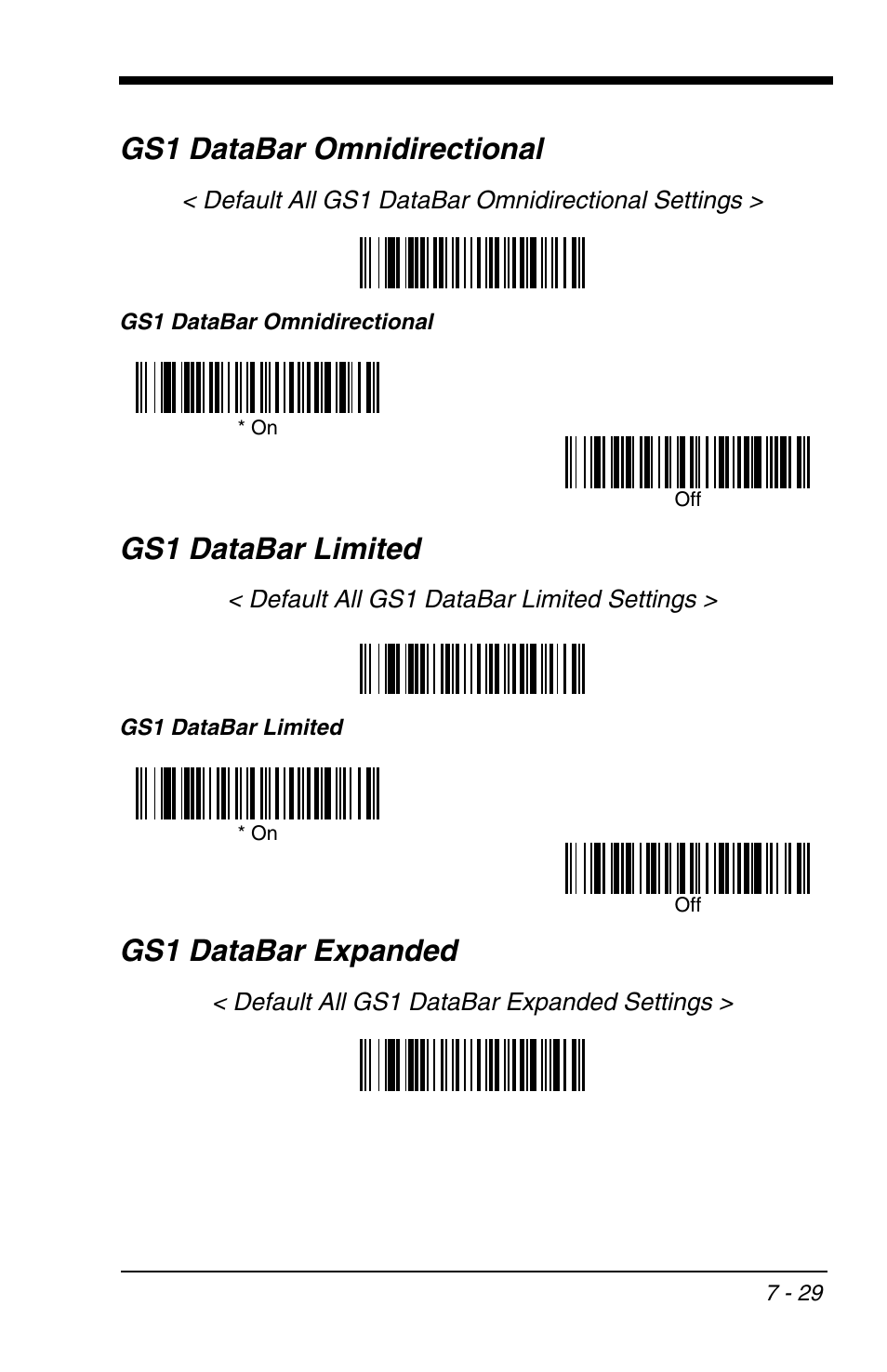 Gs1 databar omnidirectional, Gs1 databar limited, Gs1 databar expanded | HandHeld Entertainment 4600r User Manual | Page 123 / 244