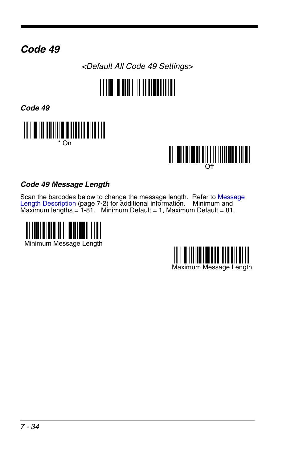 Code 49 -34, Code 49, Default all code 49 settings | HandHeld Entertainment 4600r User Manual | Page 128 / 244