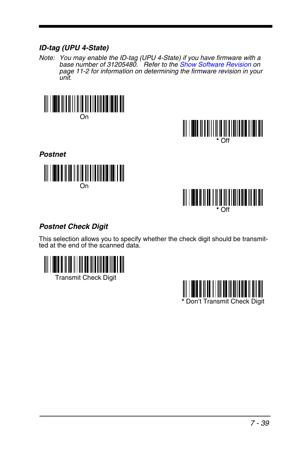 Id-tag (upu 4-state), Postnet, Id-tag (upu 4-state) -39 postnet -39 | HandHeld Entertainment 4600r User Manual | Page 133 / 244