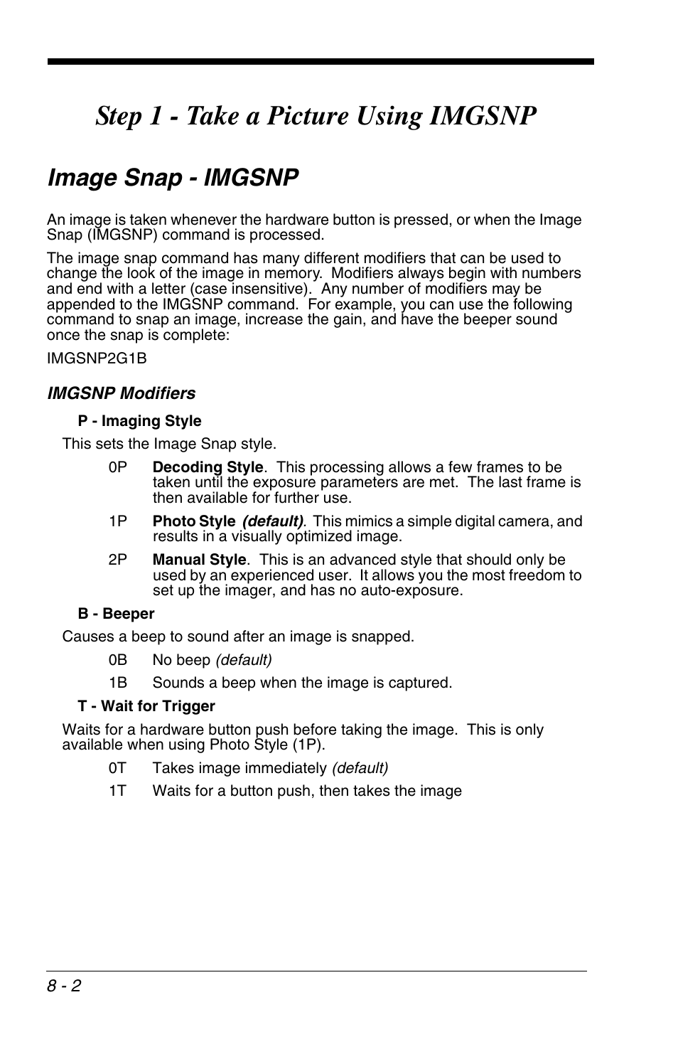 Image snap - imgsnp, Imgsnp modifiers, Image snap - imgsnp -2 | Imgsnp modifiers -2, Step 1 - take a picture using imgsnp | HandHeld Entertainment 4600r User Manual | Page 144 / 244