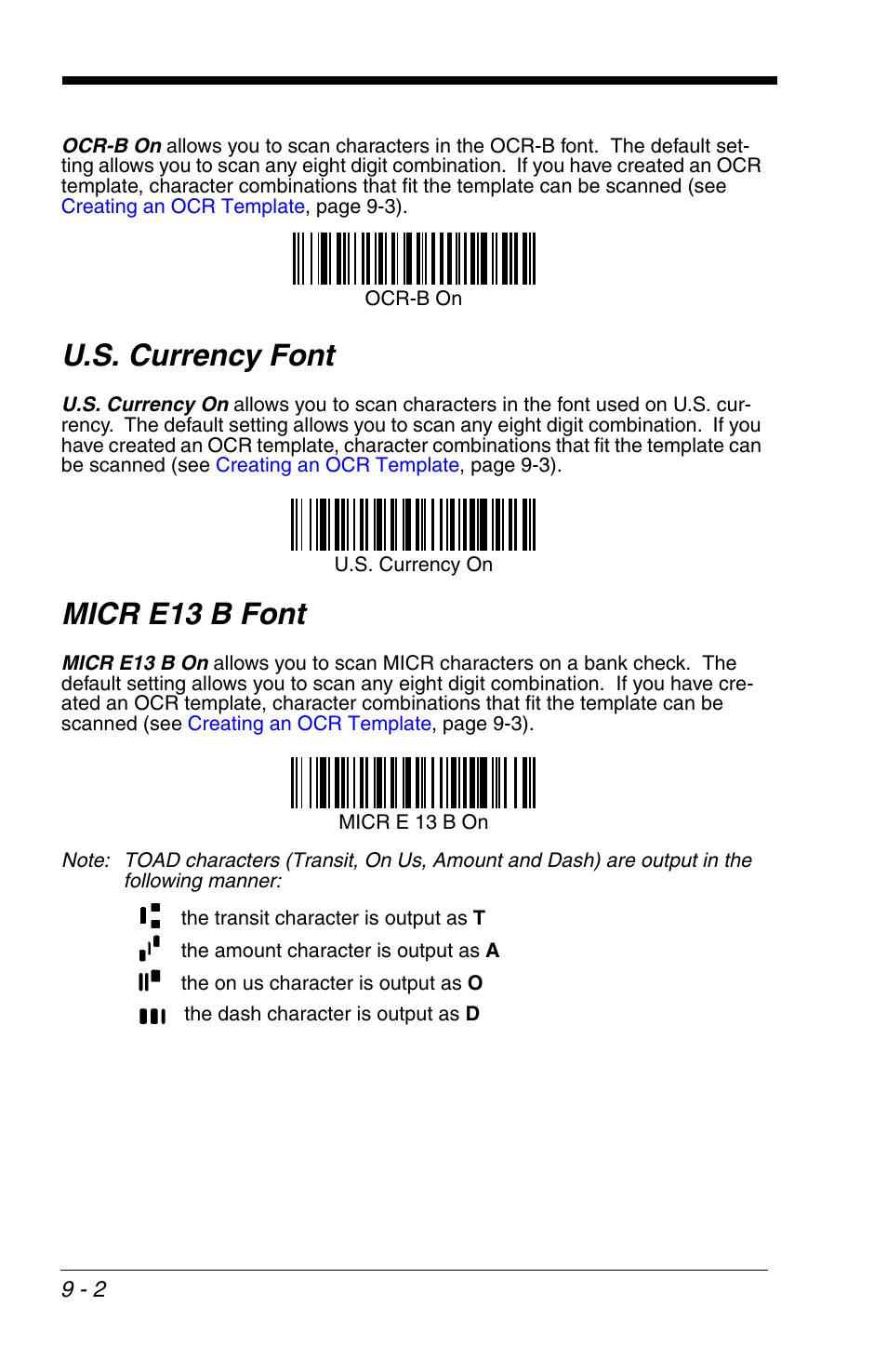 U.s. currency font -2 micr e13 b font -2, U.s. currency font, Micr e13 b font | HandHeld Entertainment 4600r User Manual | Page 164 / 244