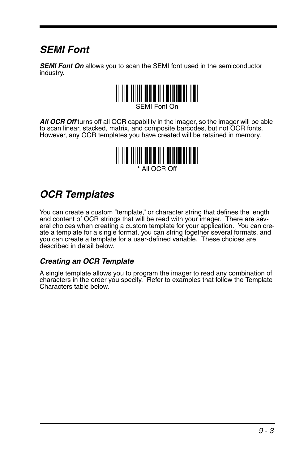 Ocr templates, Creating an ocr template, Semi font -3 | Ocr templates -3, Creating an ocr template -3, Be scanned (see, Scanned (see, Semi font | HandHeld Entertainment 4600r User Manual | Page 165 / 244