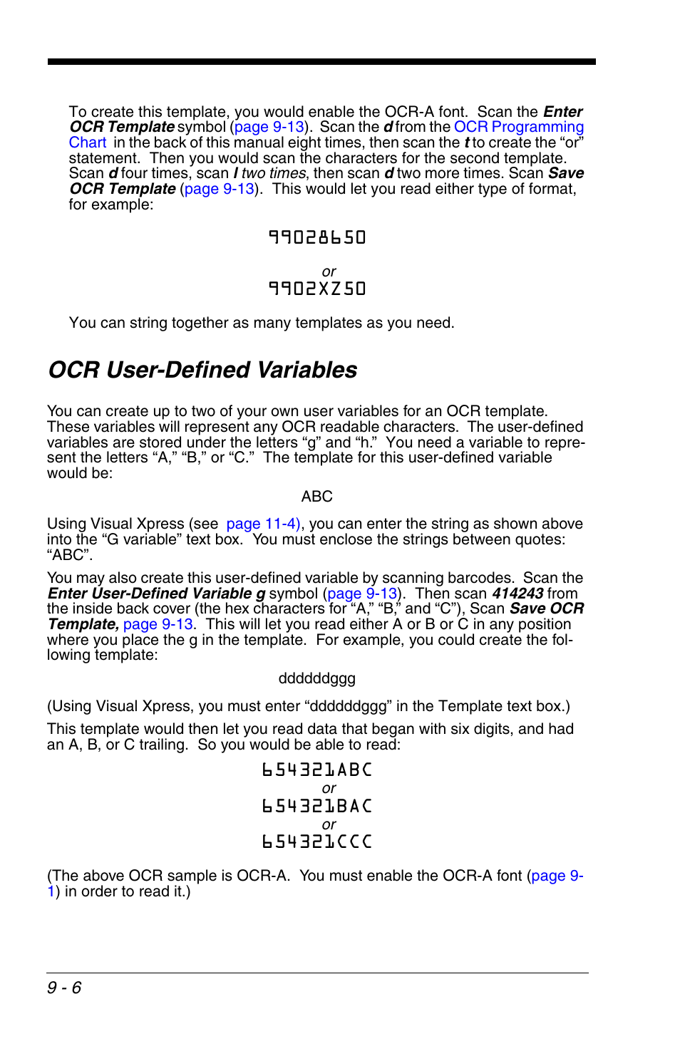 Ocr user-defined variables, Ocr user-defined variables -6 | HandHeld Entertainment 4600r User Manual | Page 168 / 244