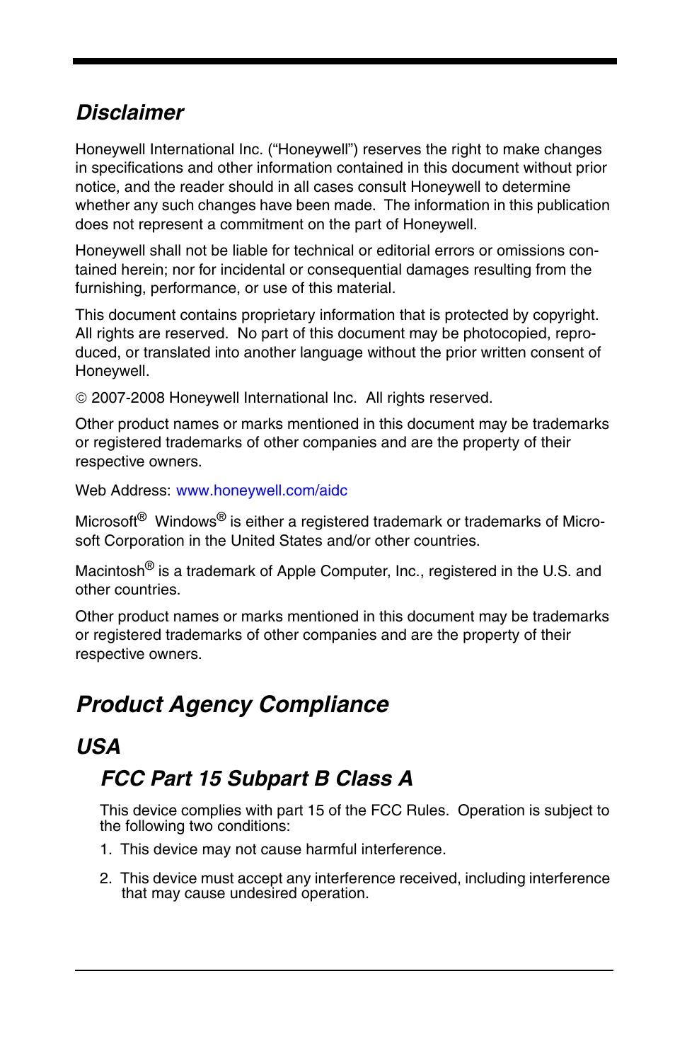 Product agency compliance, Disclaimer, Usa fcc part 15 subpart b class a | HandHeld Entertainment 4600r User Manual | Page 2 / 244