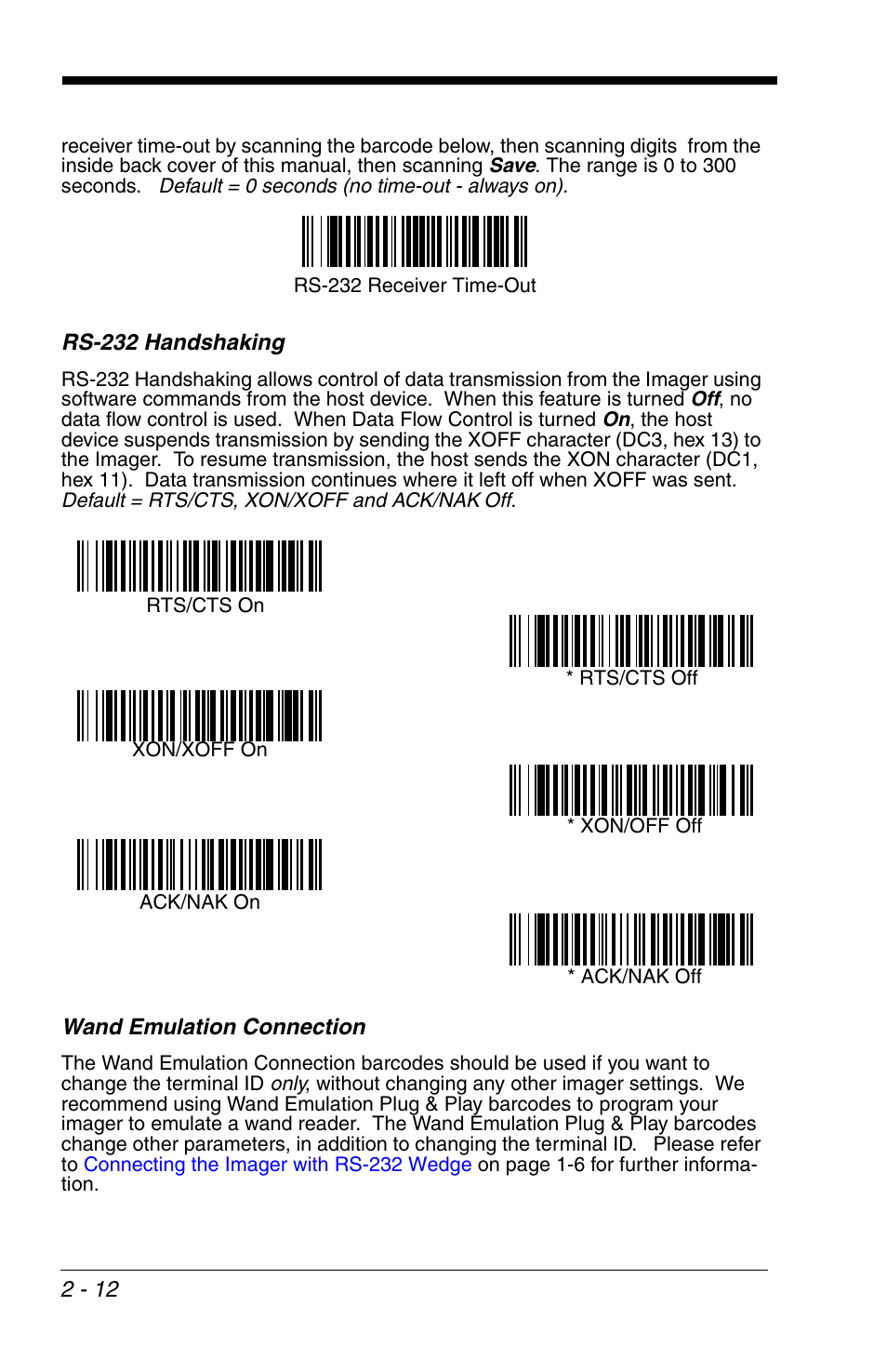 Rs-232 handshaking, Wand emulation connection | HandHeld Entertainment 4600r User Manual | Page 44 / 244