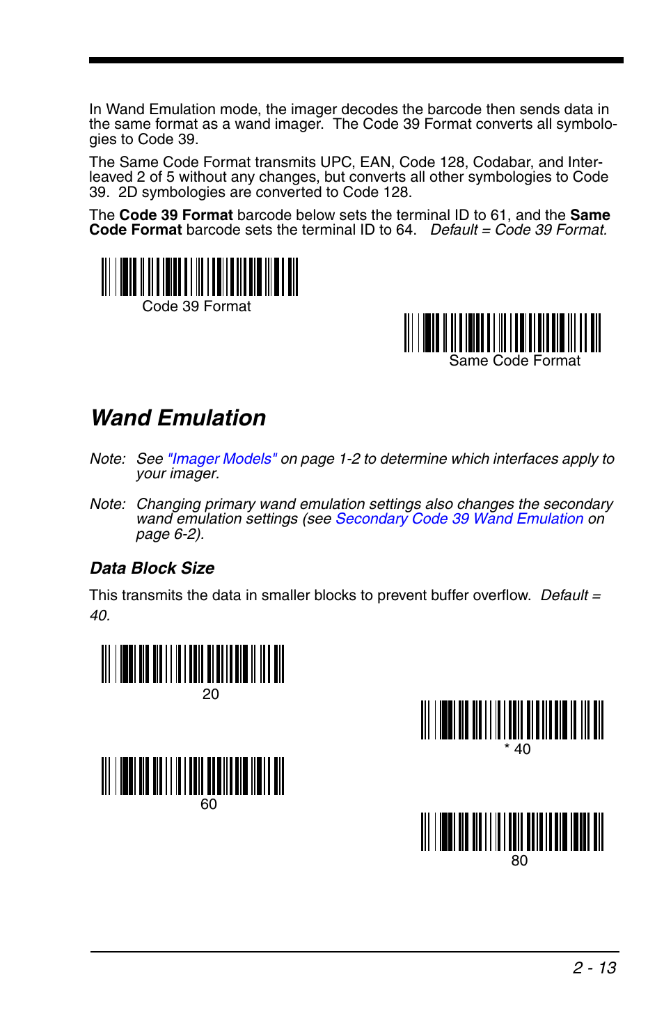 Wand emulation, Data block size, Wand emulation -13 | Data block size -13 | HandHeld Entertainment 4600r User Manual | Page 45 / 244