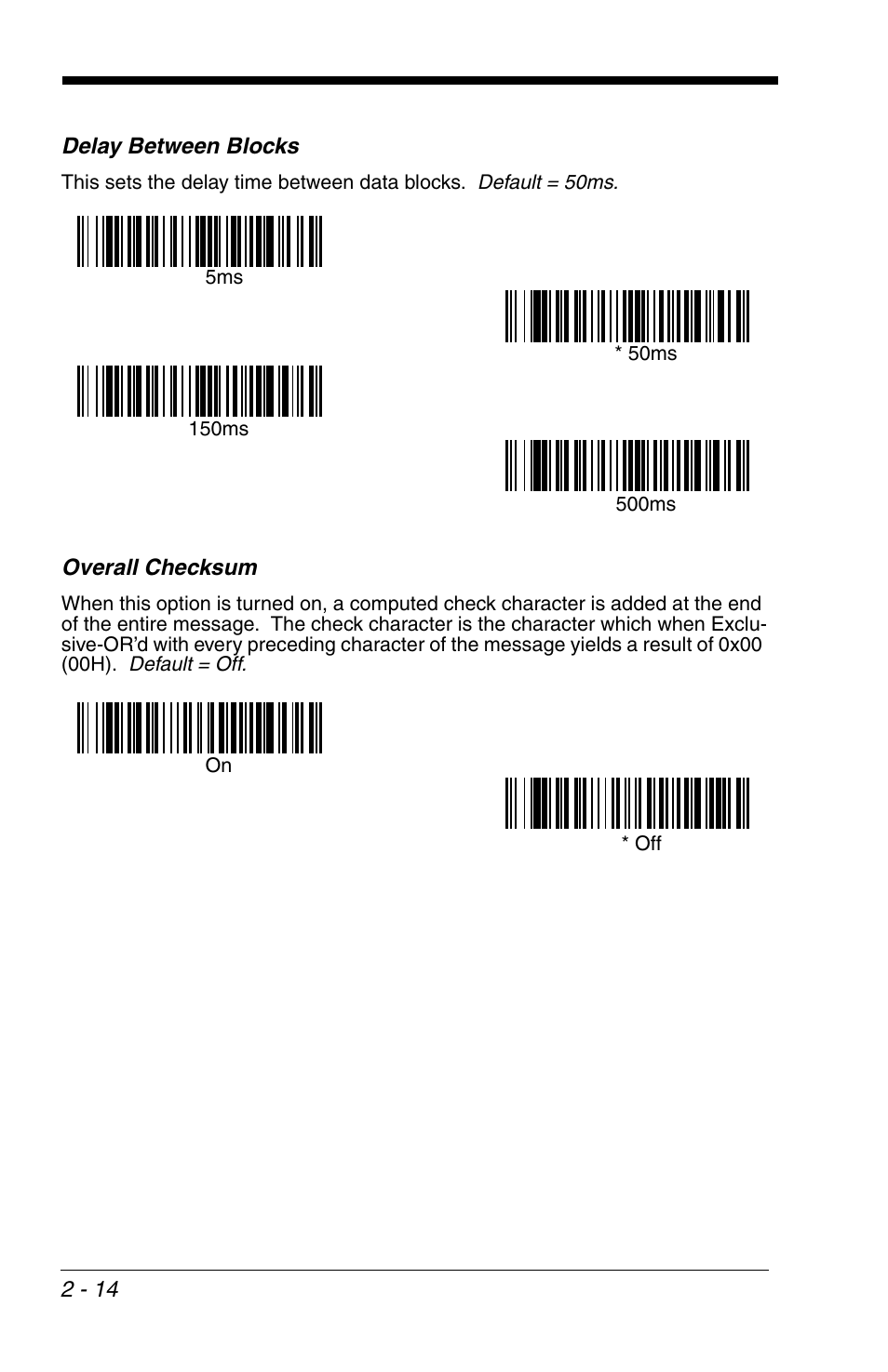 Delay between blocks, Overall checksum, Delay between blocks -14 overall checksum -14 | HandHeld Entertainment 4600r User Manual | Page 46 / 244