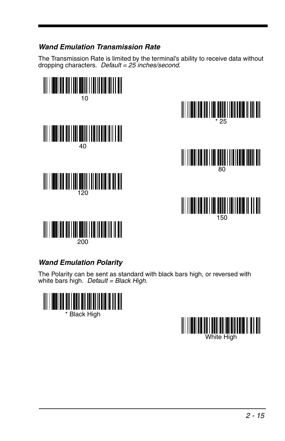 Wand emulation transmission rate, Wand emulation polarity | HandHeld Entertainment 4600r User Manual | Page 47 / 244